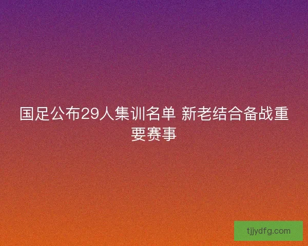 国足公布29人集训名单 新老结合备战重要赛事 国足公布29人集训名单 新老结合备战重要赛事