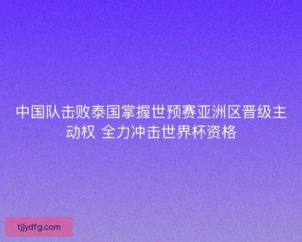 中国队击败泰国掌握世预赛亚洲区晋级主动权 全力冲击世界杯资格
