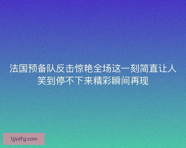 法国预备队反击惊艳全场这一刻简直让人笑到停不下来精彩瞬间再现