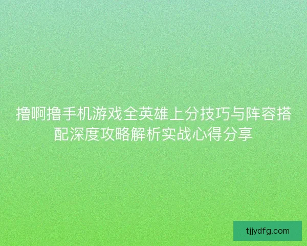 撸啊撸手机游戏全英雄上分技巧与阵容搭配深度攻略解析实战心得分享